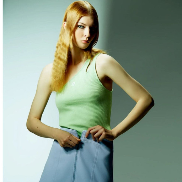 NWT LOTTO X ZARA One Shoulder Top Sz Medium Mint Lime - Picture 4 of 8